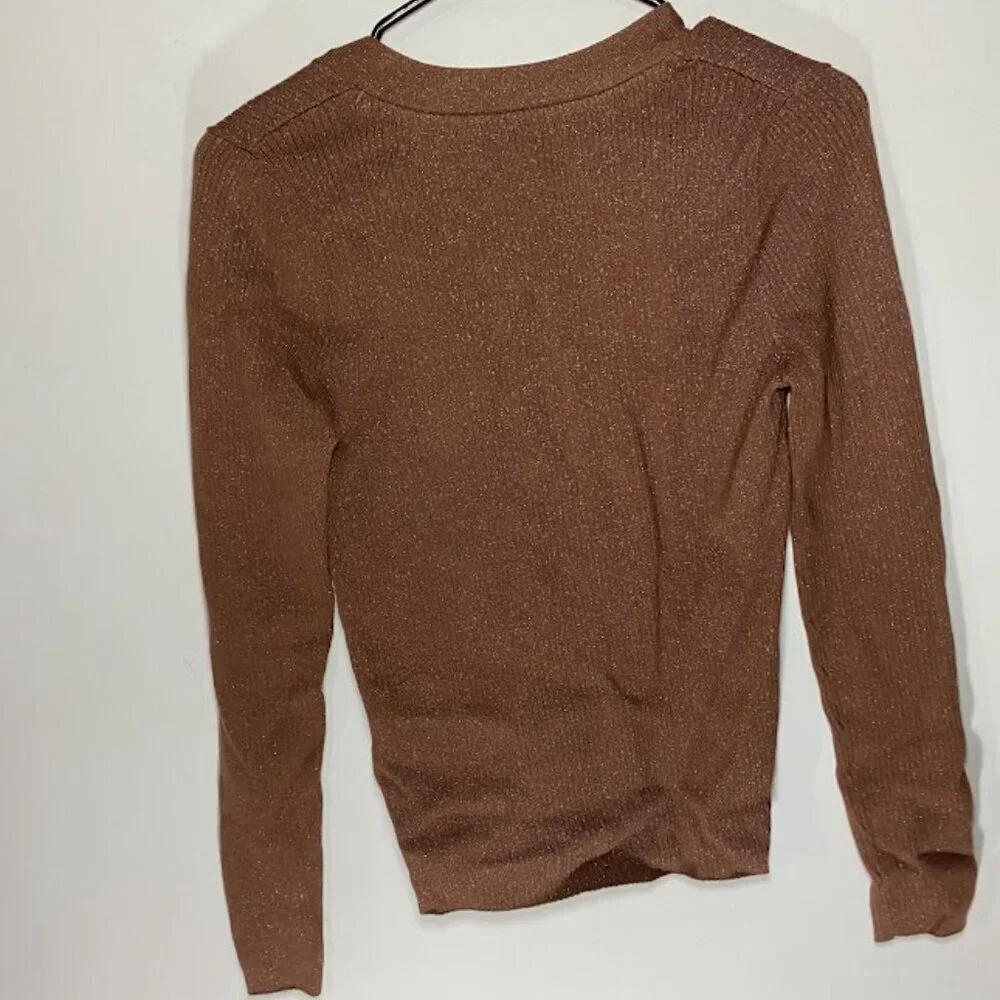 Anthropologie Maeve Fitted Brown Shimmer Sweater